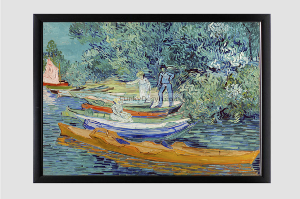 Vincent Van Goghs Bank Of The Oise At Auvers (1890) Famous Painting 11.7X16.54 Inches/ Black Framed