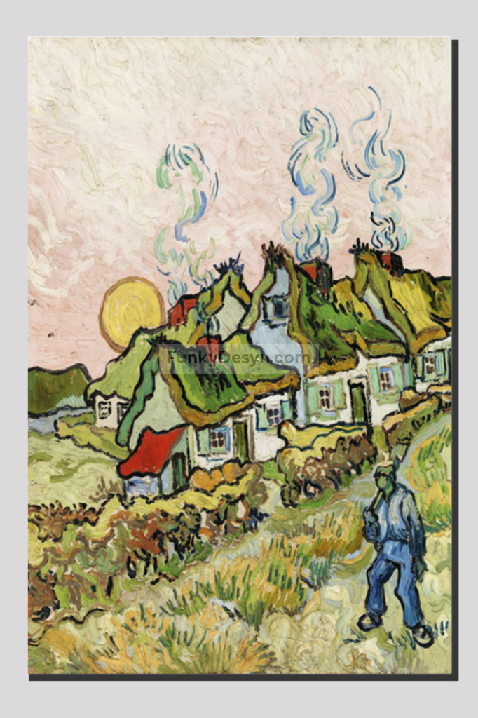 Houses And Figure (1890) By Vincent Van Gogh. 20X30 Inches/ Wrapped Canvas