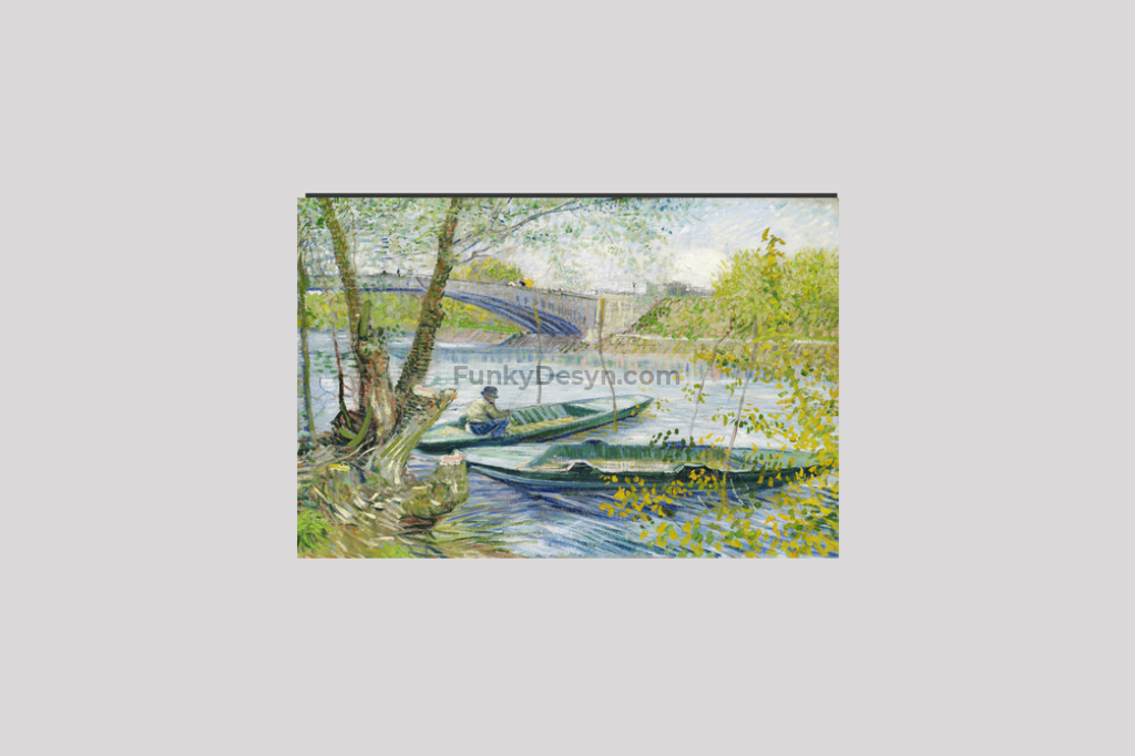 Fishing In Spring The Pont De Clichy (Asnières) (1887) By Vincent Van 8X12 Inches/ Wrapped Canvas