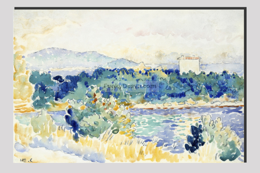 Mediterranean Landscape with a White House (1900–1905) painting  by Henri-Edmond