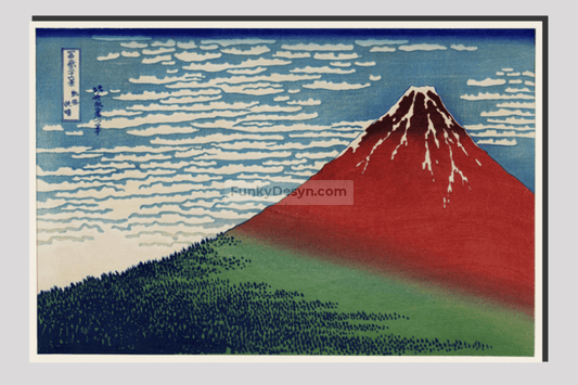 Katsushika Hokusai's Fine Wind, Clear Morning (1760-1849), a famous traditional Japanese Ukyio-e style illustration of Mount Fuji