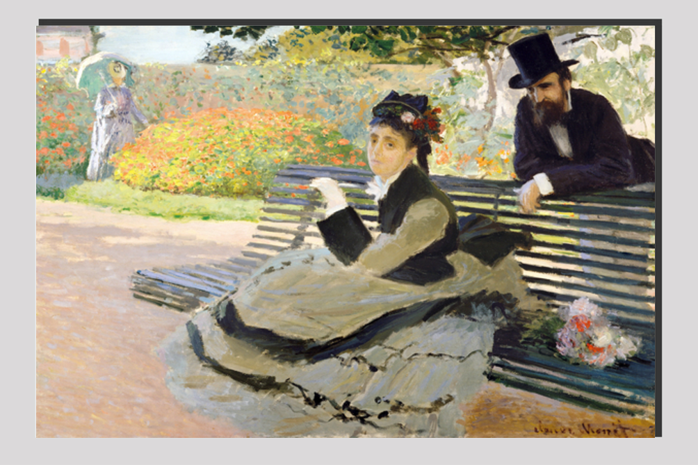 Camille Monet (1847–1879) on a Garden Bench (1873) by Claude Monet