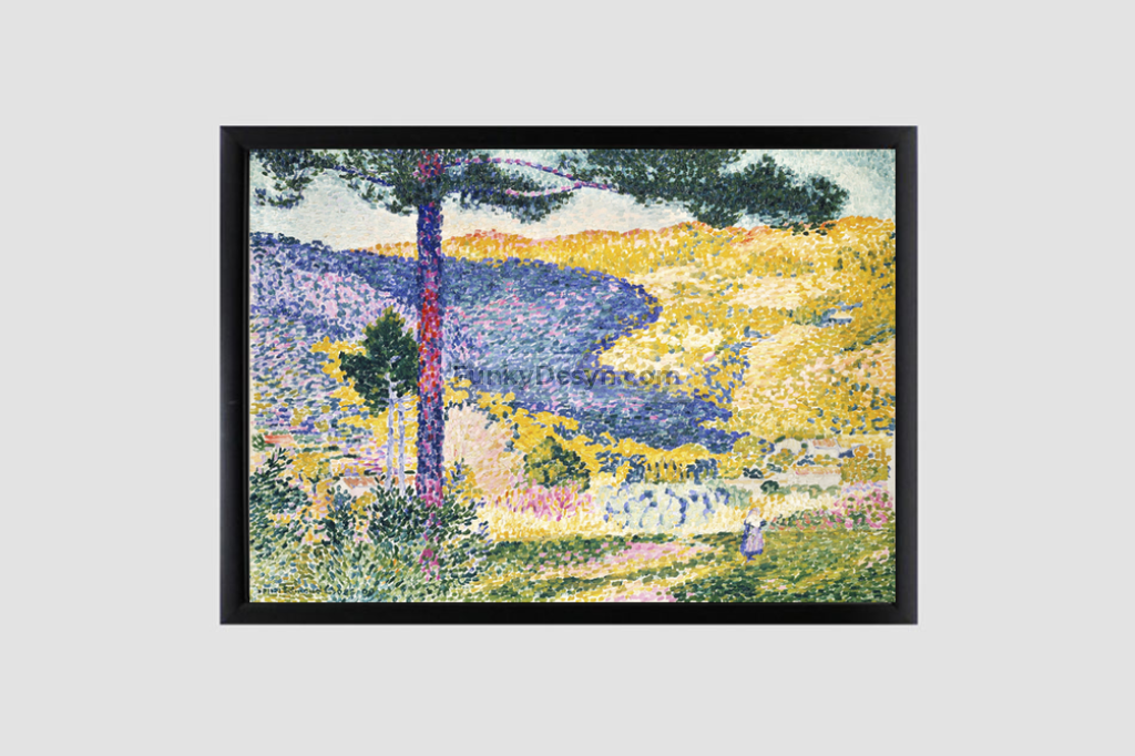 Valley with Fir; Shade on the Mountain (1909) painting in high resolution by Henri-Edmond Cross