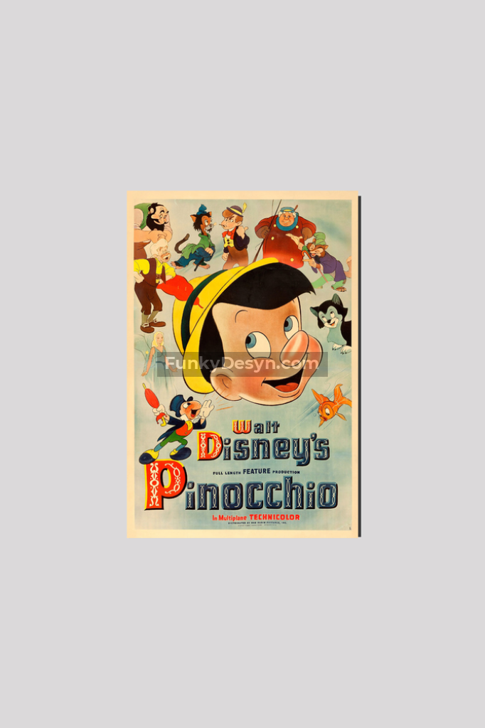 Pinocchio -1940 8X12 Inches/ Wrapped Canvas Decor