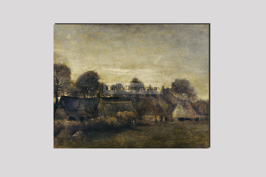 Farming Village At Twilight (1884) By Vincent Van Gogh 16X20 Inches/ Wrapped Canvas