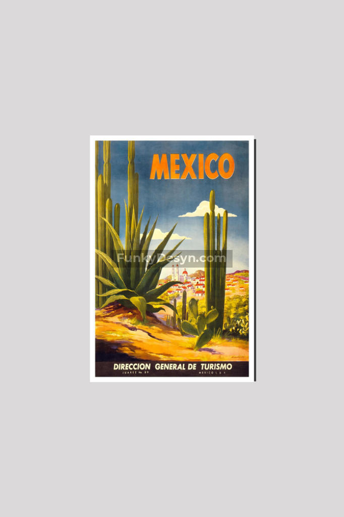 Direccion General De Turismo - Mexico Vintage Travel Poster 8X12 Inches/ Wrapped Canvas Decor