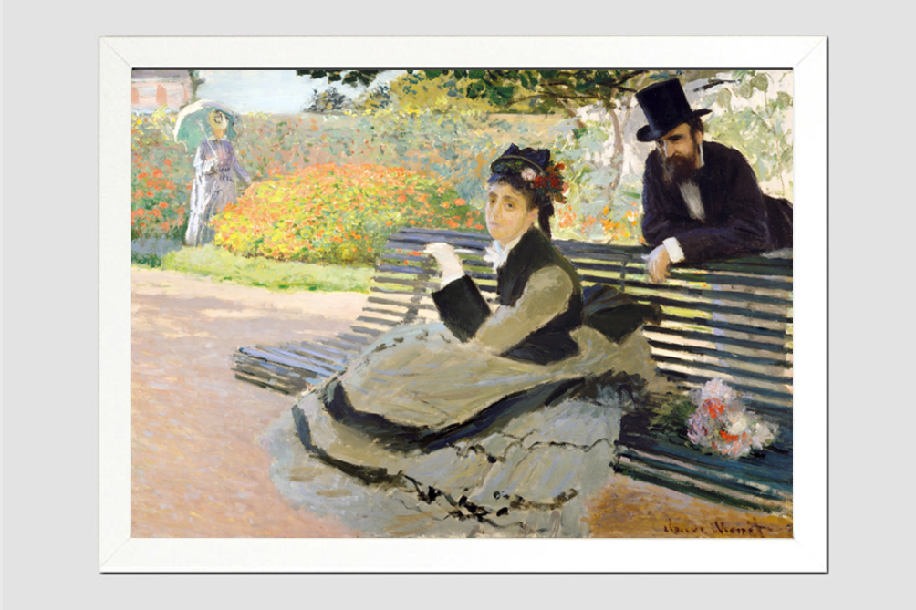 Camille Monet (1847–1879) on a Garden Bench (1873) by Claude Monet