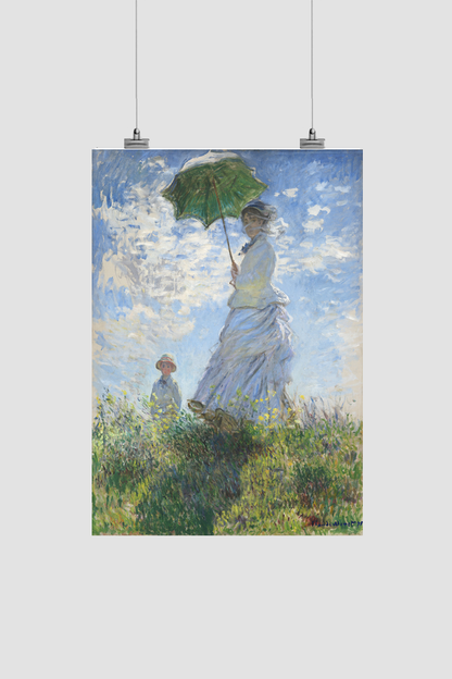 Claude Monet's Madame Monet and Her Son (1875), woman with a Parasol.
