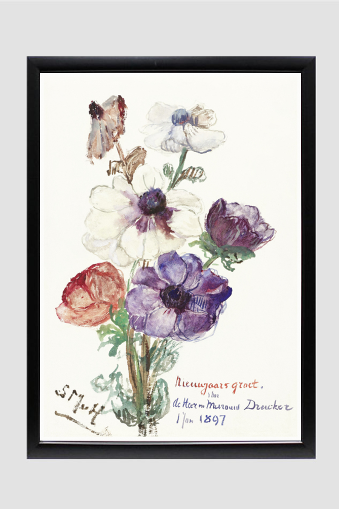New Year's Greeting with Anemones (1898) by Sientje Mesdag-van Houten