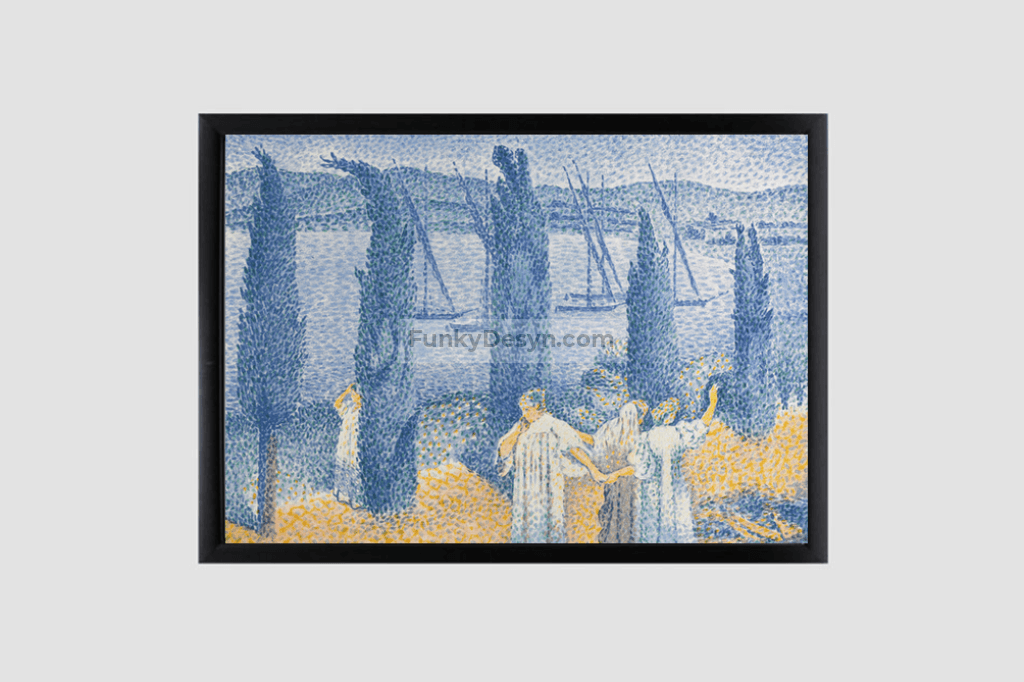 The Promenade; Landscape with Cypresses (1897) painting in high resolution by Henri-Edmond Cross
