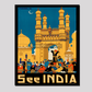 Visit India- Vintage Hyderabad Poster 16X20 Inches/ Wrapped Canvas Decor