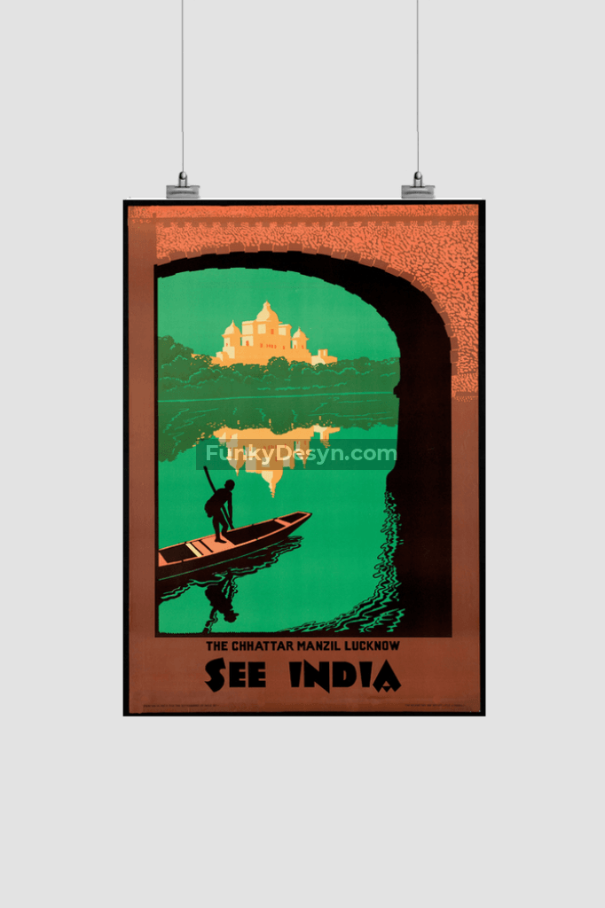 Visit India Vintage Lucknow Travel Poster 8.3X11.7 Inches/ Rolled Decor