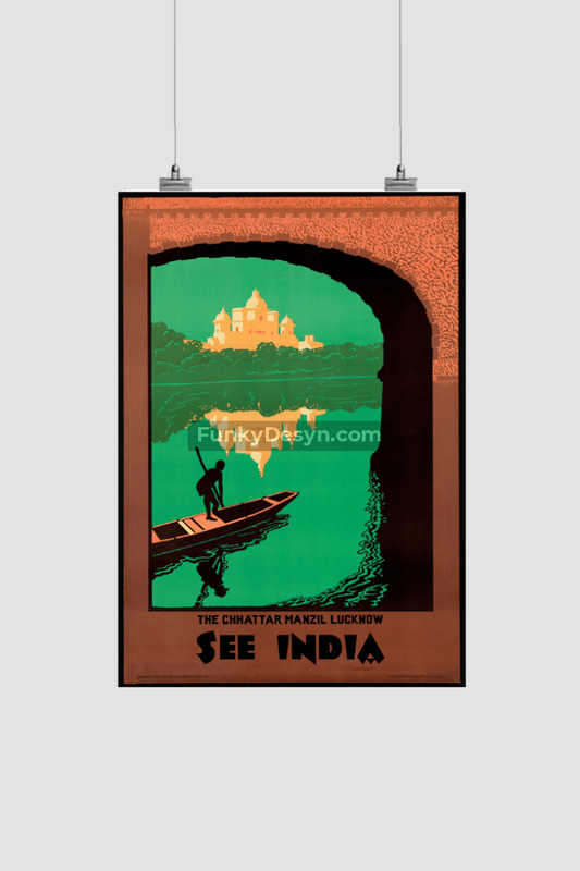 Visit India Vintage Lucknow Travel Poster 8.3X11.7 Inches/ Rolled Decor
