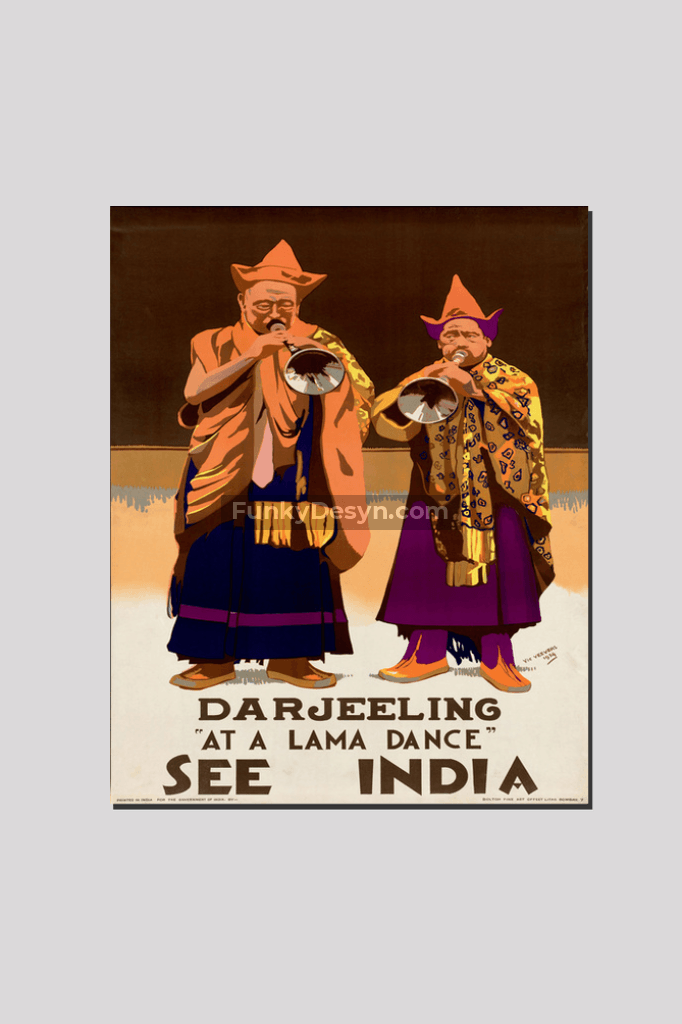 See India Vintage Darjeeling Tourism Poster 16X20 Inches/ Wrapped Canvas Decor