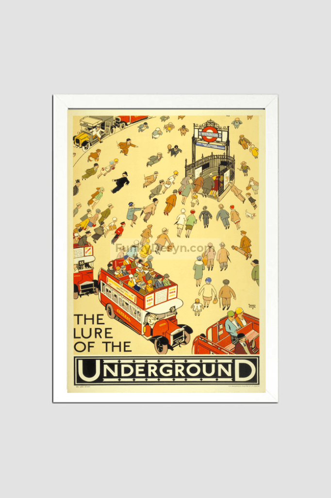 London Vintage Poster 8.3X11.7 Inches/ White Framed Decor