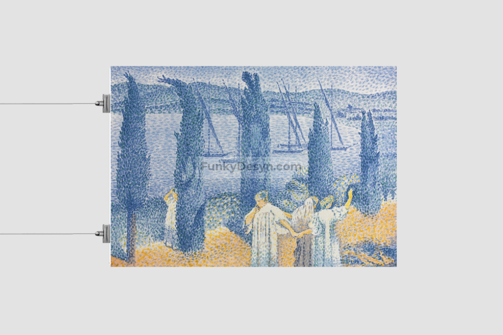 The Promenade; Landscape with Cypresses (1897) painting in high resolution by Henri-Edmond Cross