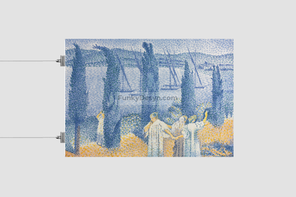 The Promenade; Landscape with Cypresses (1897) painting in high resolution by Henri-Edmond Cross