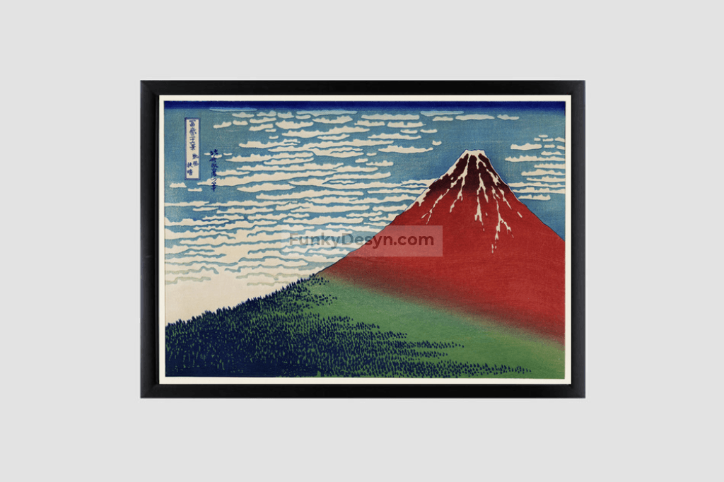 Katsushika Hokusai's Fine Wind, Clear Morning (1760-1849), a famous traditional Japanese Ukyio-e style illustration of Mount Fuji