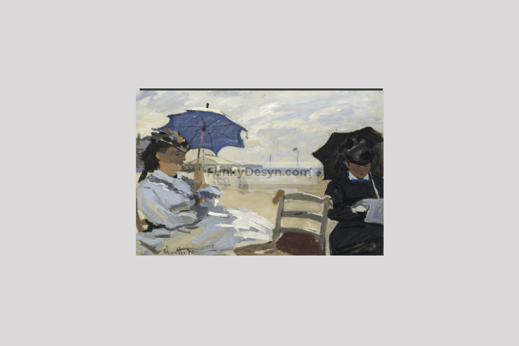 Claude Monets The Beach At Trouville (1870) 8X12 Inches/ Wrapped Canvas