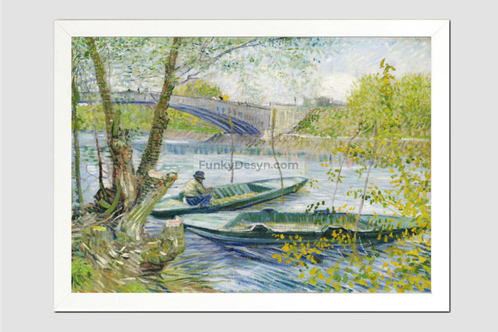 Fishing In Spring The Pont De Clichy (Asnières) (1887) By Vincent Van 11.7X16.54 Inches/ White