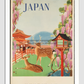 Visit Japan Vintage Travel Poster 11.7X16.54 Inches/ White Framed Decor