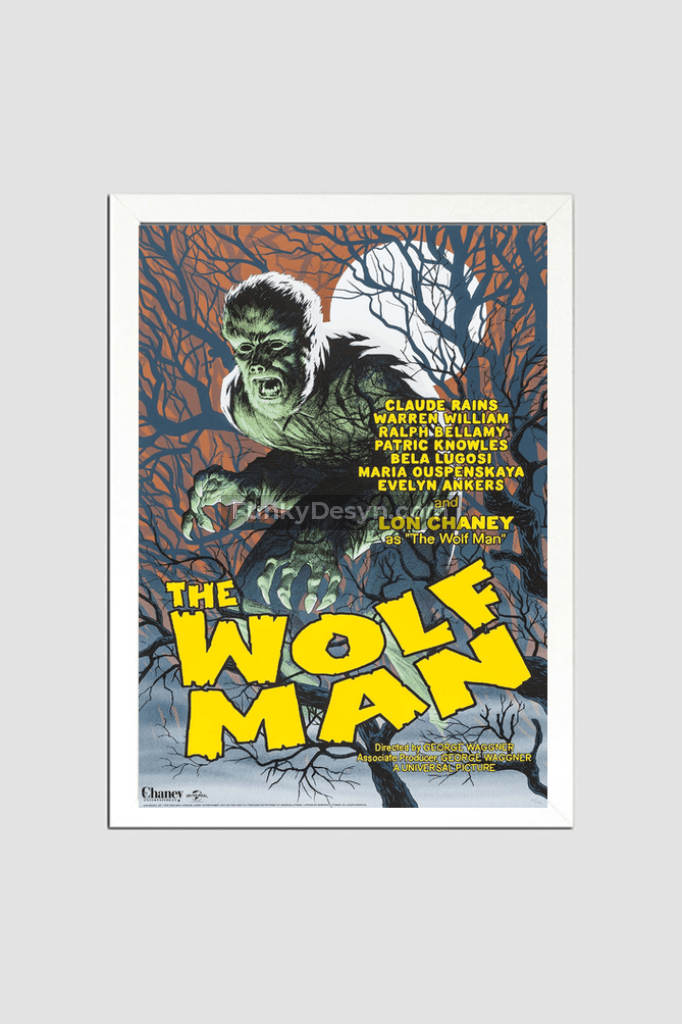 The Wolf Man -1941 8.3X11.7 Inches/ White Framed Poster Decor