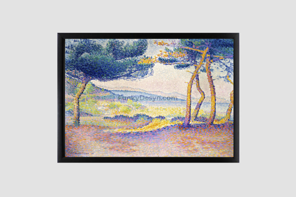 Pines Along the Shore (1896) painting in high resolution by Henri-Edmond Cross.
