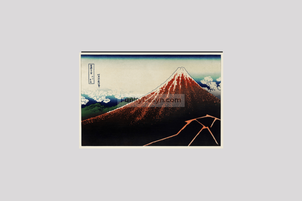 Sanka Hakuu by Katsushika Hokusai (1760-1849), meaning Shower below a summit  a traditional Japanese Ukyio-e style illustration of Mount Fuji