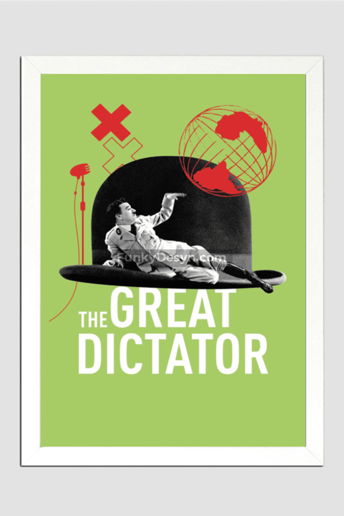 The Great Dictator -1940 11.7X16.54 Inches/ White Framed Poster Decor
