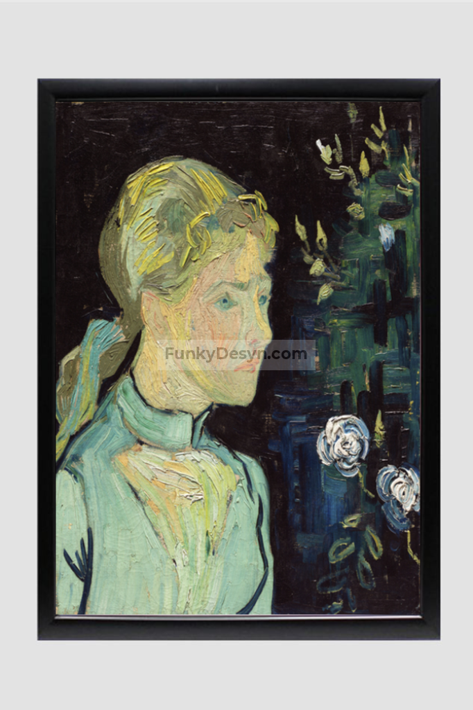 Adeline Ravoux (1890) By Vincent Van Gogh 11.7X16.54 Inches/ Black Framed Poster