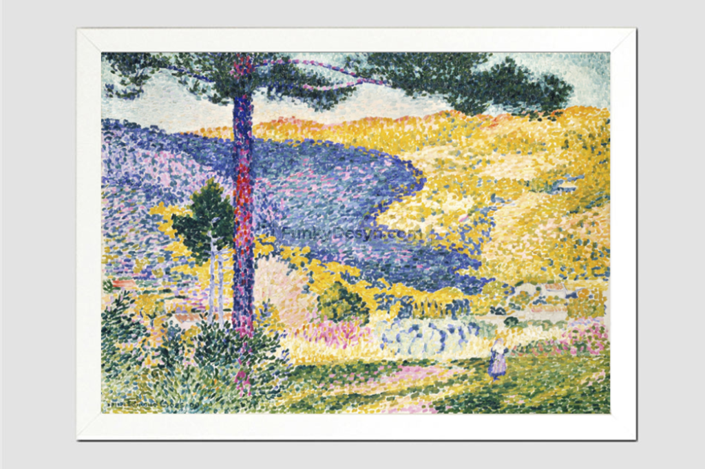 Valley with Fir; Shade on the Mountain (1909) painting in high resolution by Henri-Edmond Cross