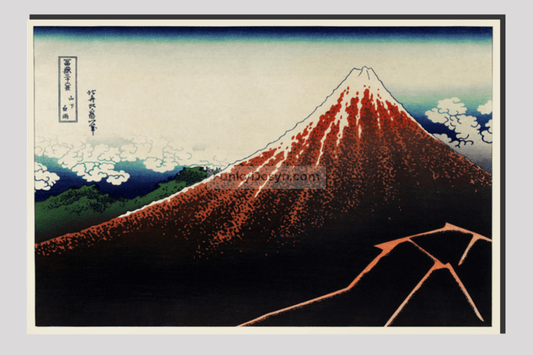 Sanka Hakuu by Katsushika Hokusai (1760-1849), meaning Shower below a summit  a traditional Japanese Ukyio-e style illustration of Mount Fuji