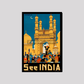 Visit India- Vintage Hyderabad Poster 8X12 Inches/ Wrapped Canvas Decor