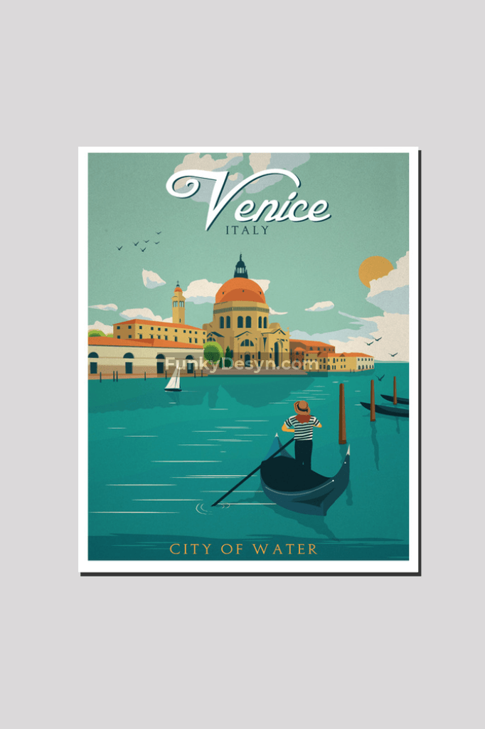 Venice Vintage Travel Poster 16X20 Inches/ Wrapped Canvas Decor