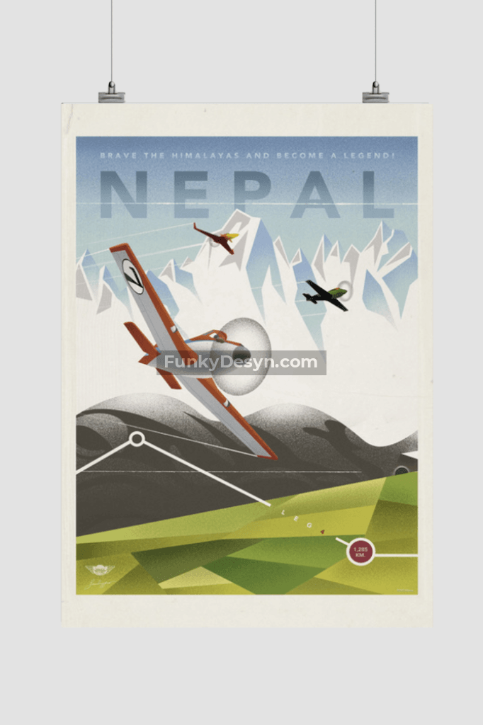 Planes Vintage Poster Nepal 11.7X16.54 Inches/ Rolled Decor