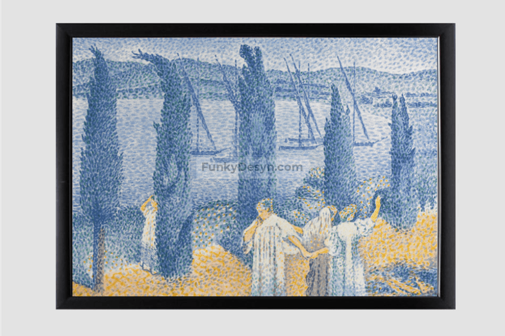 The Promenade; Landscape with Cypresses (1897) painting in high resolution by Henri-Edmond Cross