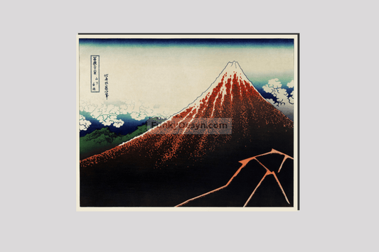 Sanka Hakuu by Katsushika Hokusai (1760-1849), meaning Shower below a summit  a traditional Japanese Ukyio-e style illustration of Mount Fuji