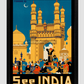 Visit India- Vintage Hyderabad Poster 11.7X16.54 Inches/ Black Framed Decor