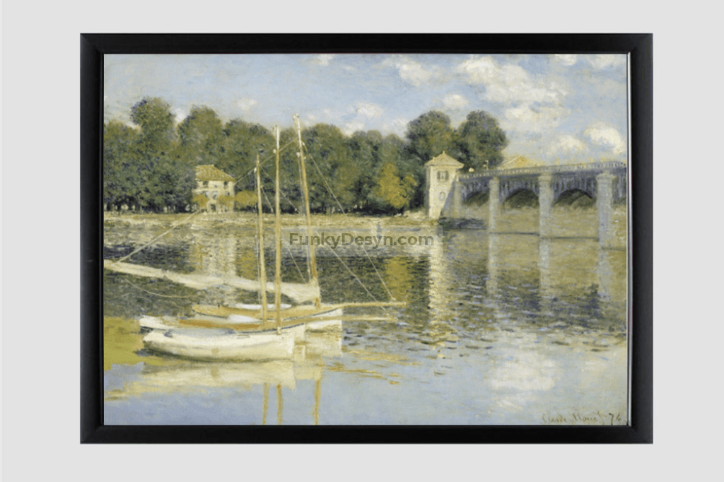 Monets The Argenteuil Bridge (1874) 11.7X16.54 Inches/ Black Framed Poster