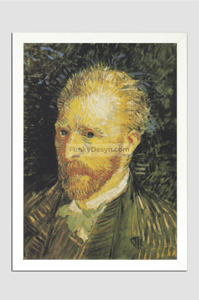 Vincent Van Goghs Self-Portrait (1887) Famous Painting 11.7X16.54 Inches/ White Framed Poster