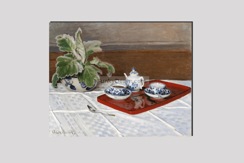 Claude Monets Still Life Tea Service (1872) 16X20 Inches/ Wrapped Canvas