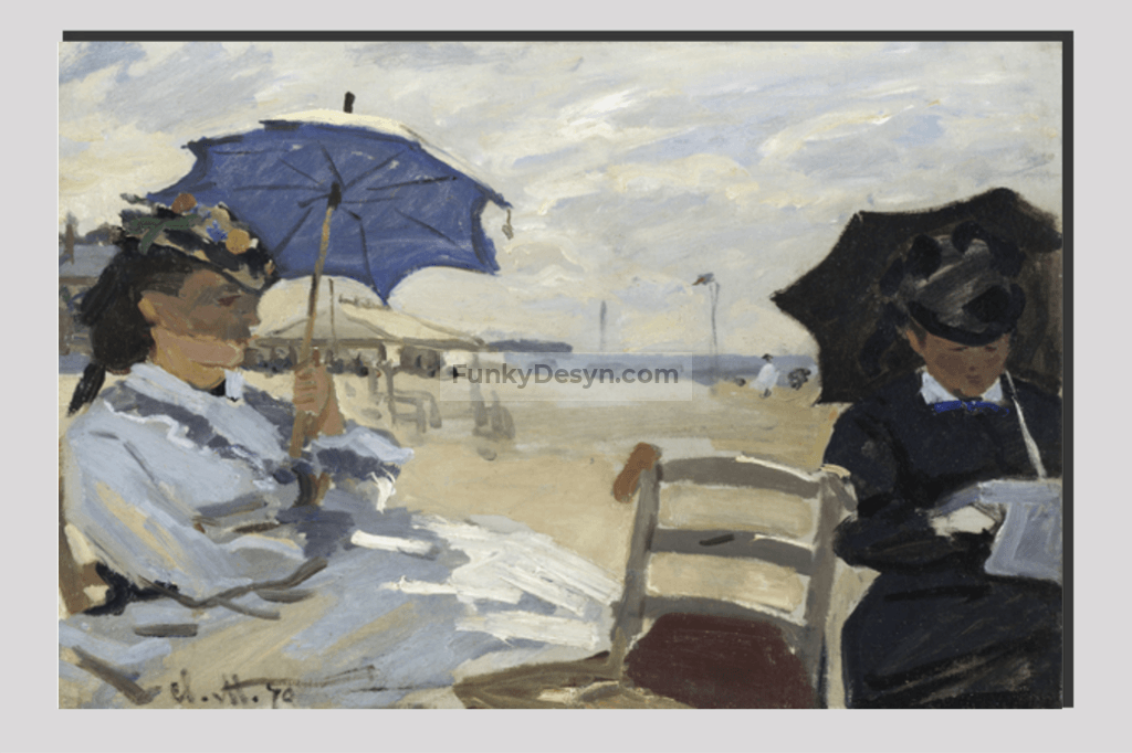 Claude Monets The Beach At Trouville (1870) 20X30 Inches/ Wrapped Canvas