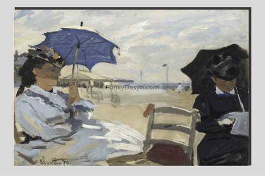 Claude Monets The Beach At Trouville (1870) 20X30 Inches/ Wrapped Canvas