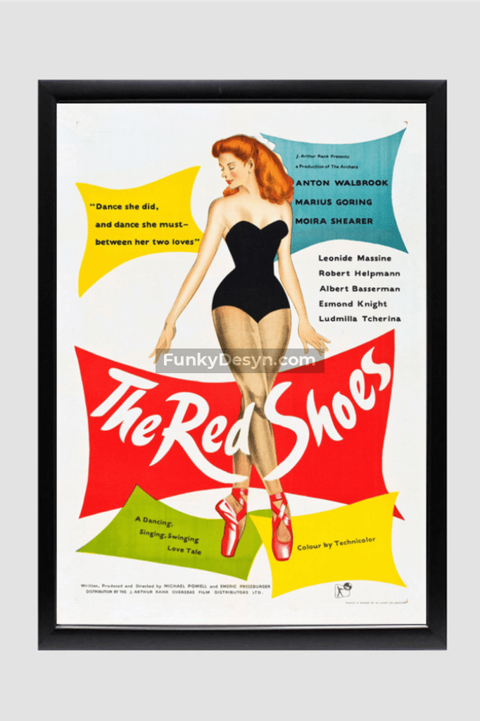The Red Shoes -1948 11.7X16.54 Inches/ Black Framed Poster Decor