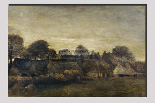 Farming Village At Twilight (1884) By Vincent Van Gogh 20X30 Inches/ Wrapped Canvas