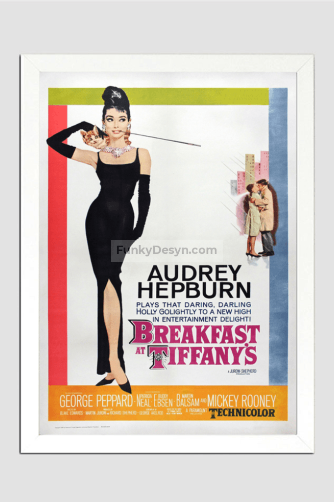 Breakfast At Tiffanys -1961 11.7X16.54 Inches/ White Framed Poster Decor