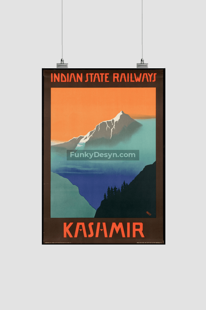 Vintage Kashmir Travel Poster 8.3X11.7 Inches/ Rolled Decor
