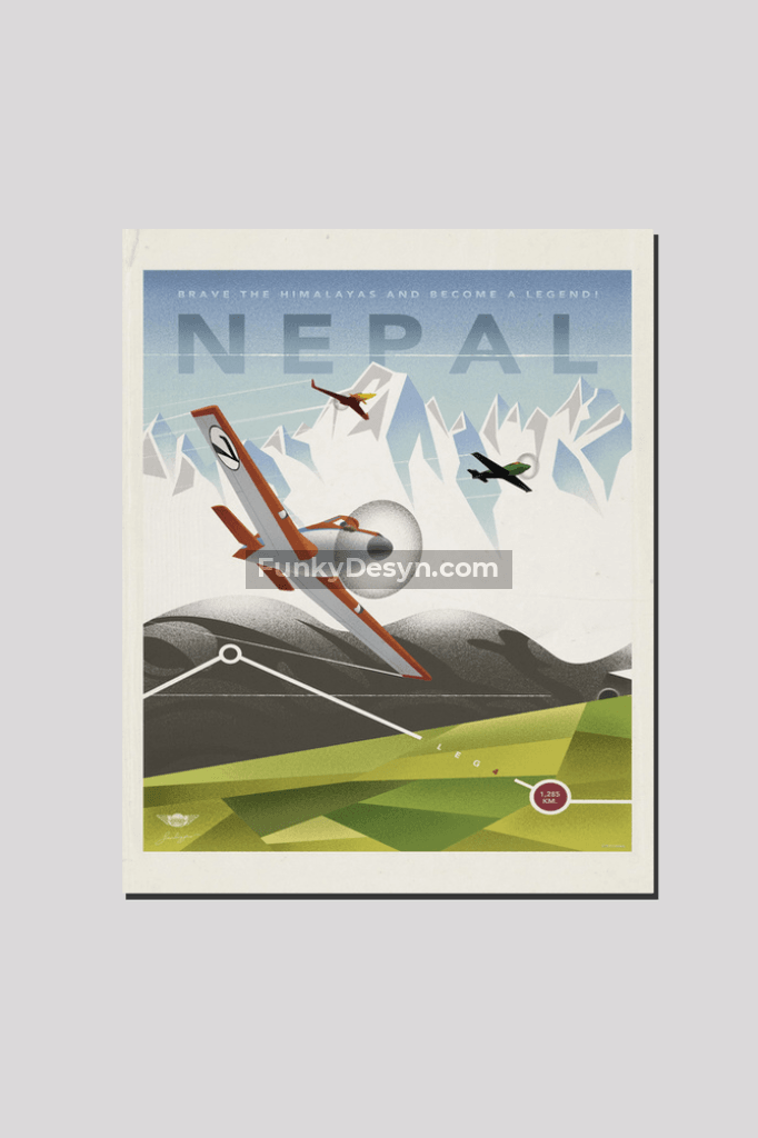 Planes Vintage Poster Nepal 16X20 Inches/ Wrapped Canvas Decor