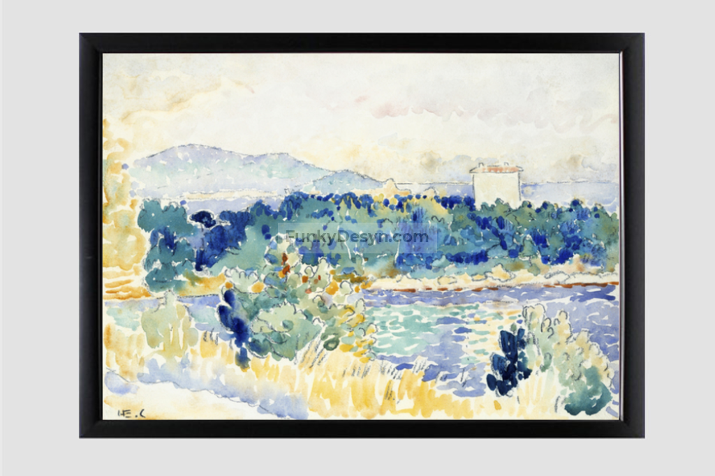 Mediterranean Landscape with a White House (1900–1905) painting  by Henri-Edmond