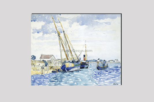 Marine Scene (Boats near Venice) (1903) painting by Henri-Edmond Cross.